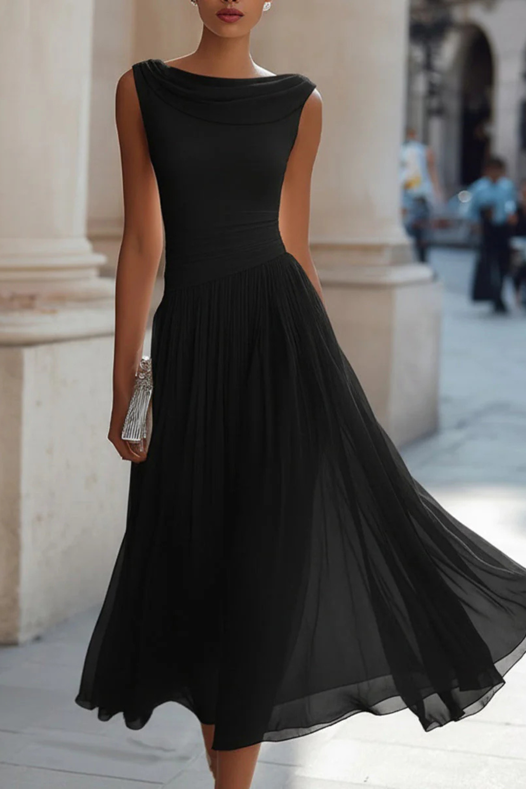 Elegant Sleeveless Flowing Midi Dress for Women