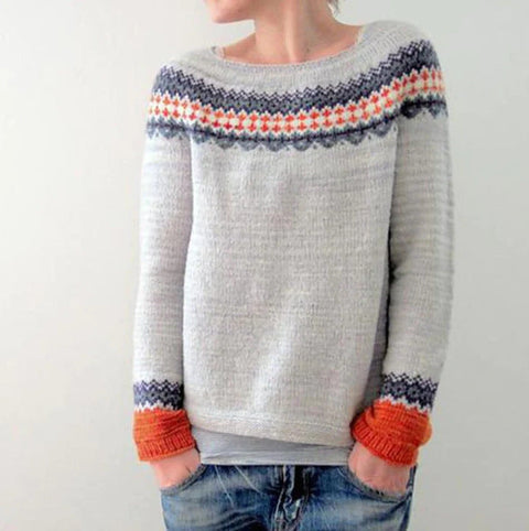 Stylish Women's Sweater with Retro Pattern for Autumn