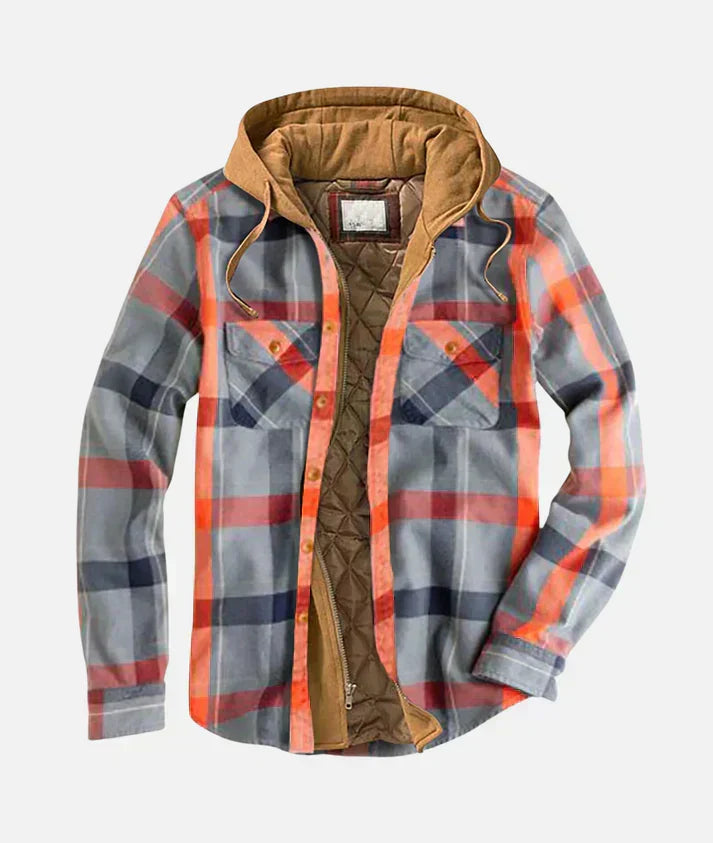 Men's Hooded Plaid Shirt Jacket