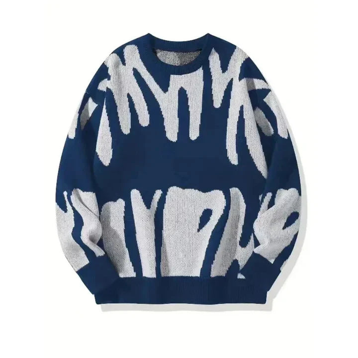 Women's Abstract Pattern Crew Neck Knit Sweater