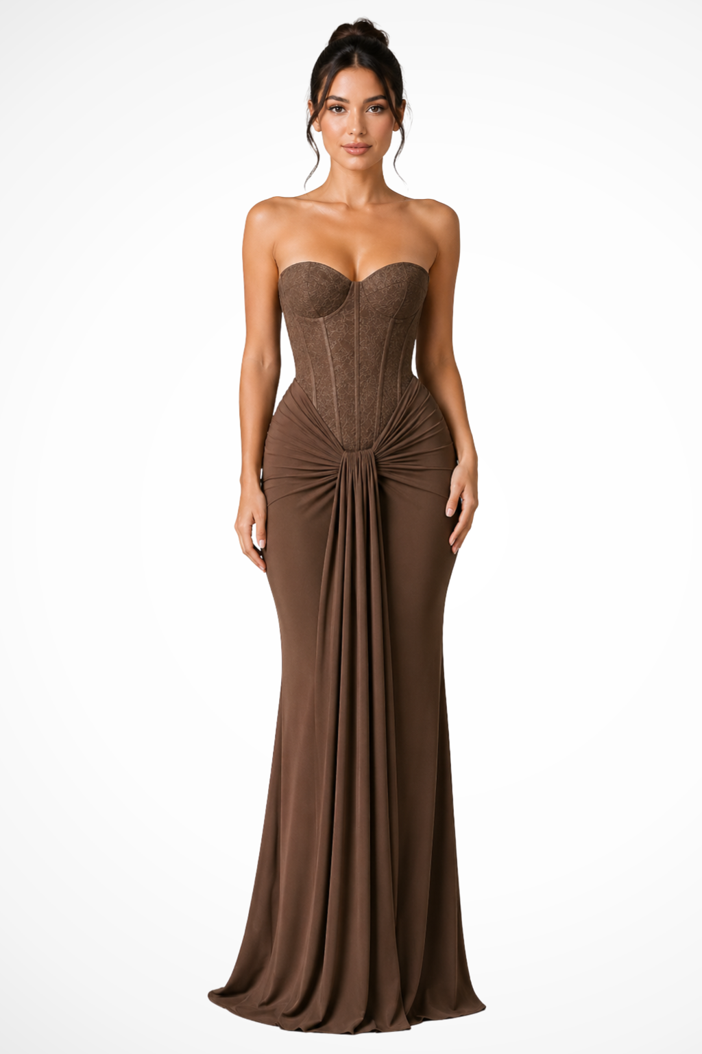 Women's Lace Corset Strapless Maxi Dress