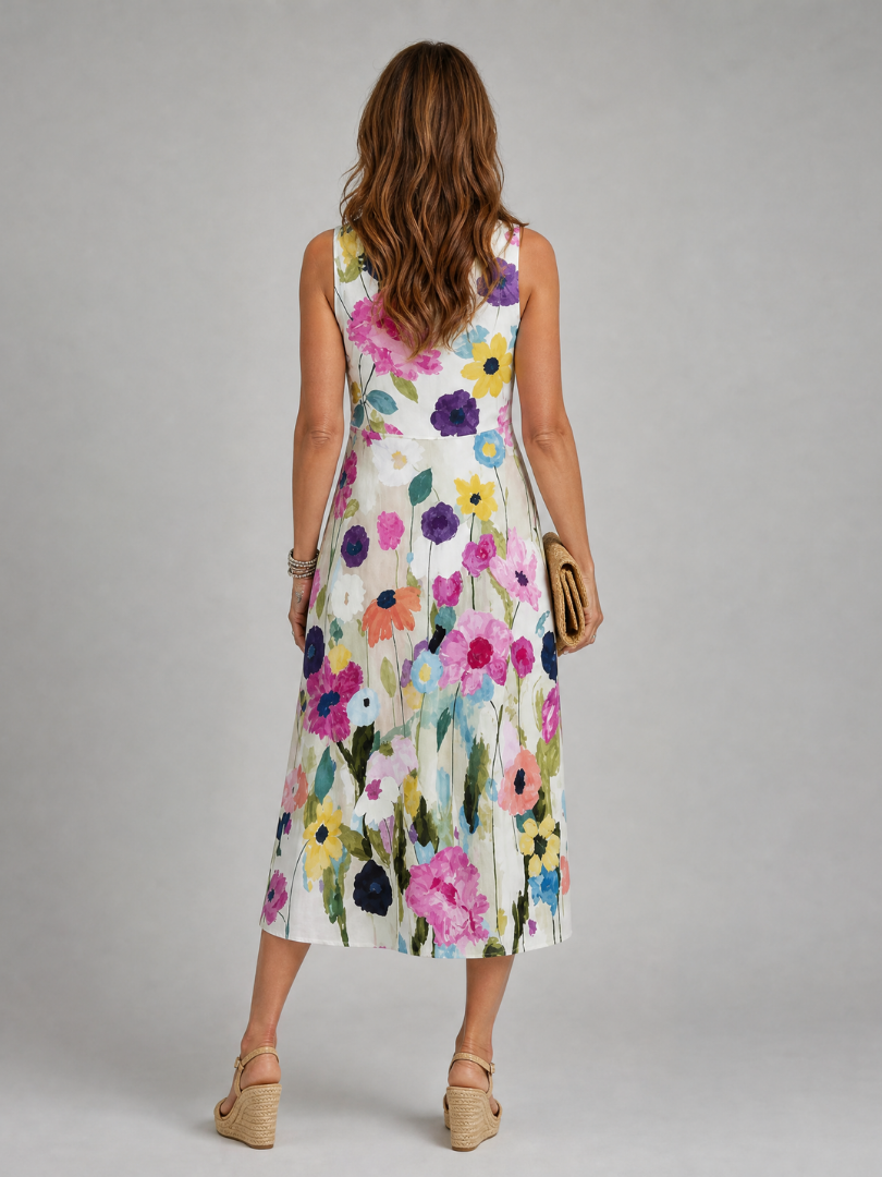 Women's Floral Print Sleeveless Midi Dress