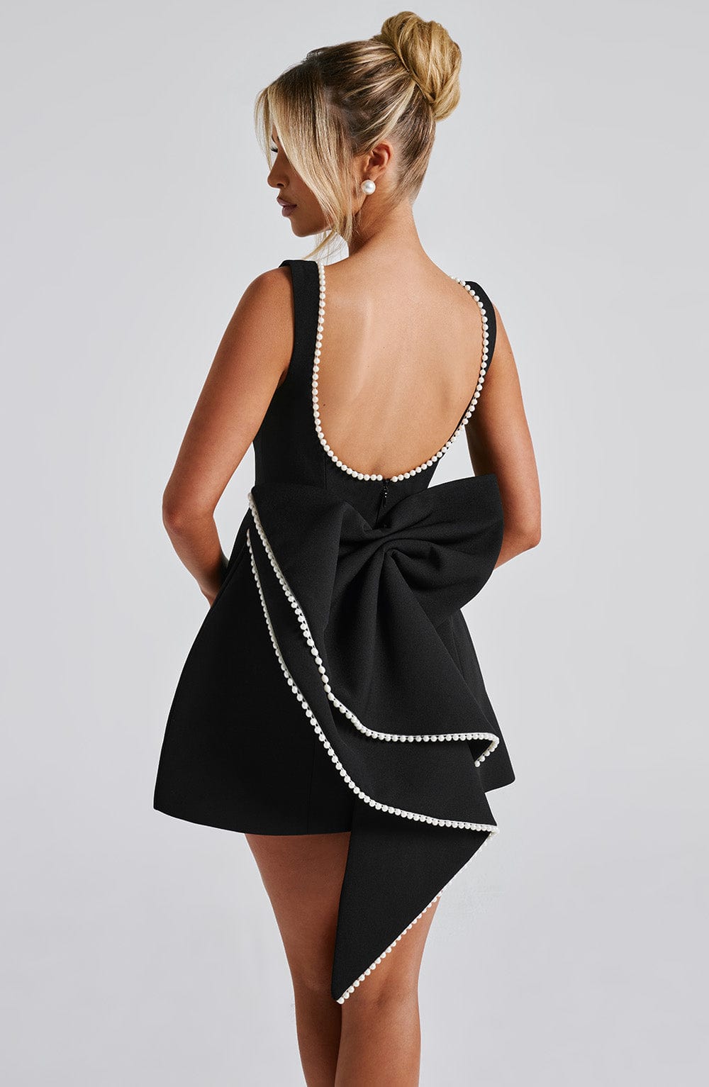 Women’s Open Back Bow Detail Mini Dress for Parties and Special Occasions