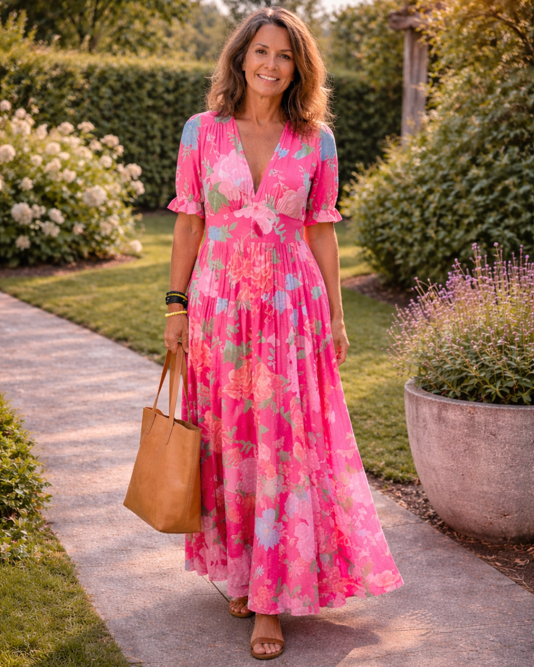 Women's Timeless Floral V-Neck Short Sleeve Maxi Dress