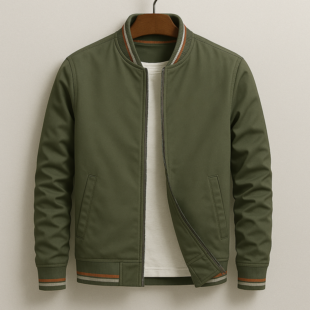 Women's Vintage Stripe Ribbed Bomber Jacket