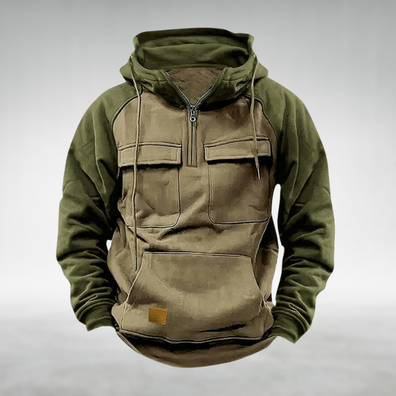 Men's Utility Hooded Pullover Hoodie with Flap Pocket