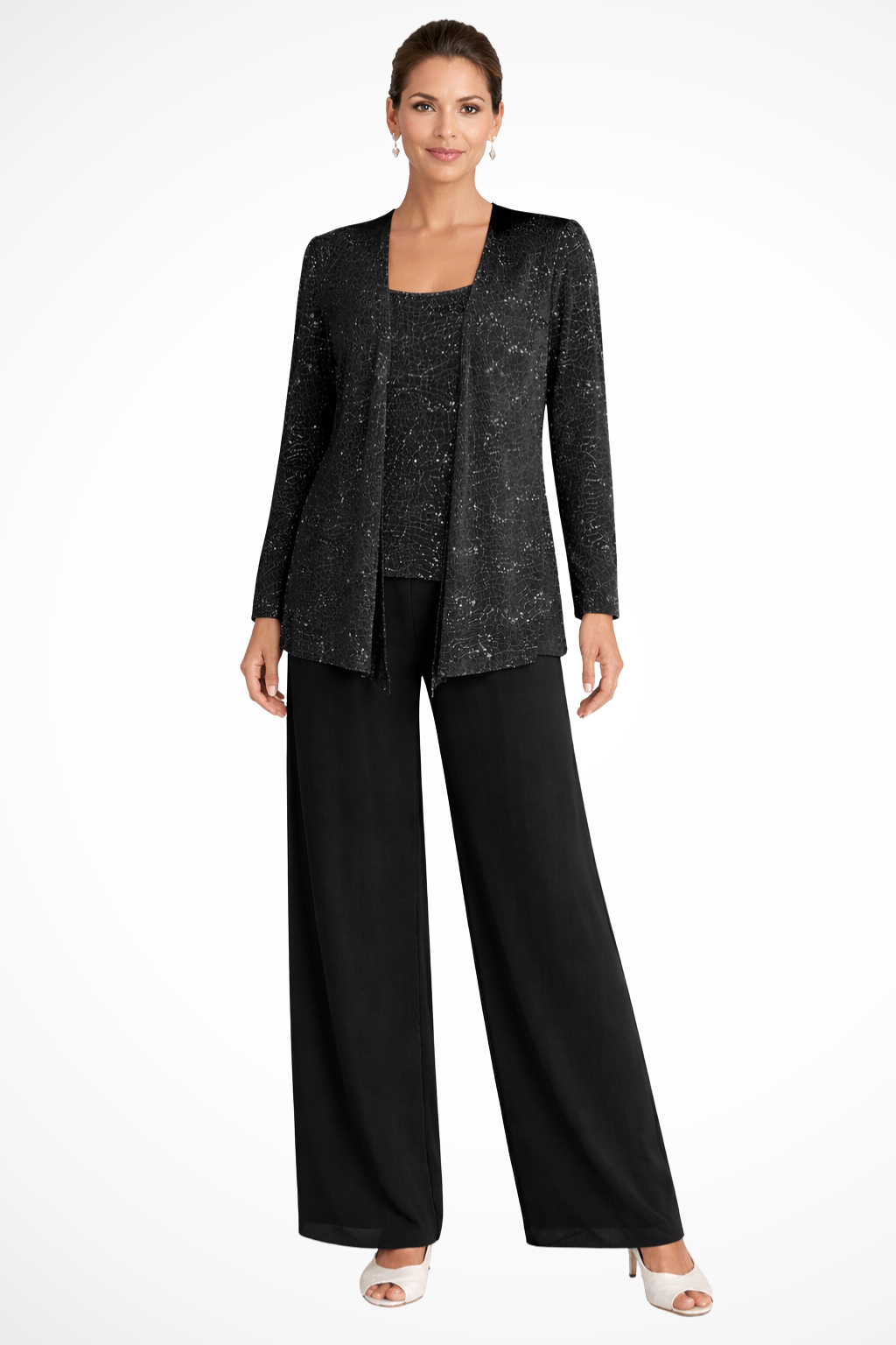 Elegant Three-Piece Evening Flowing Set for Women