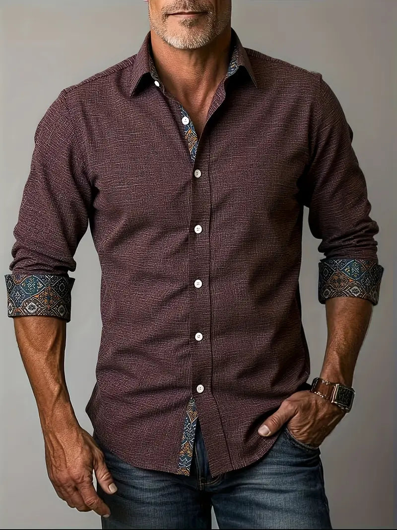 Men's Tailored Button-Up Shirt with Contrast Details