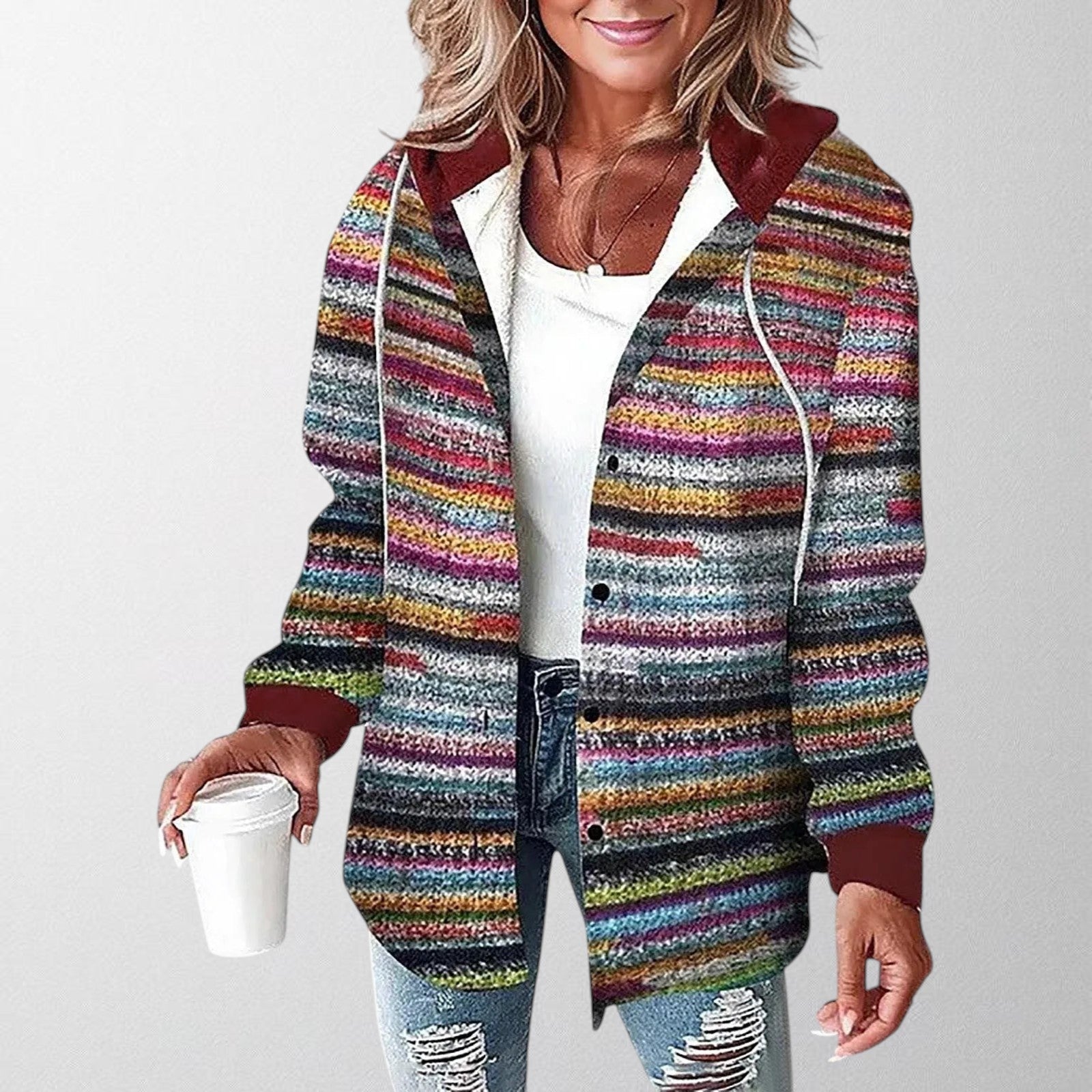 Women's Plaid Hooded Zip-Up Jacket