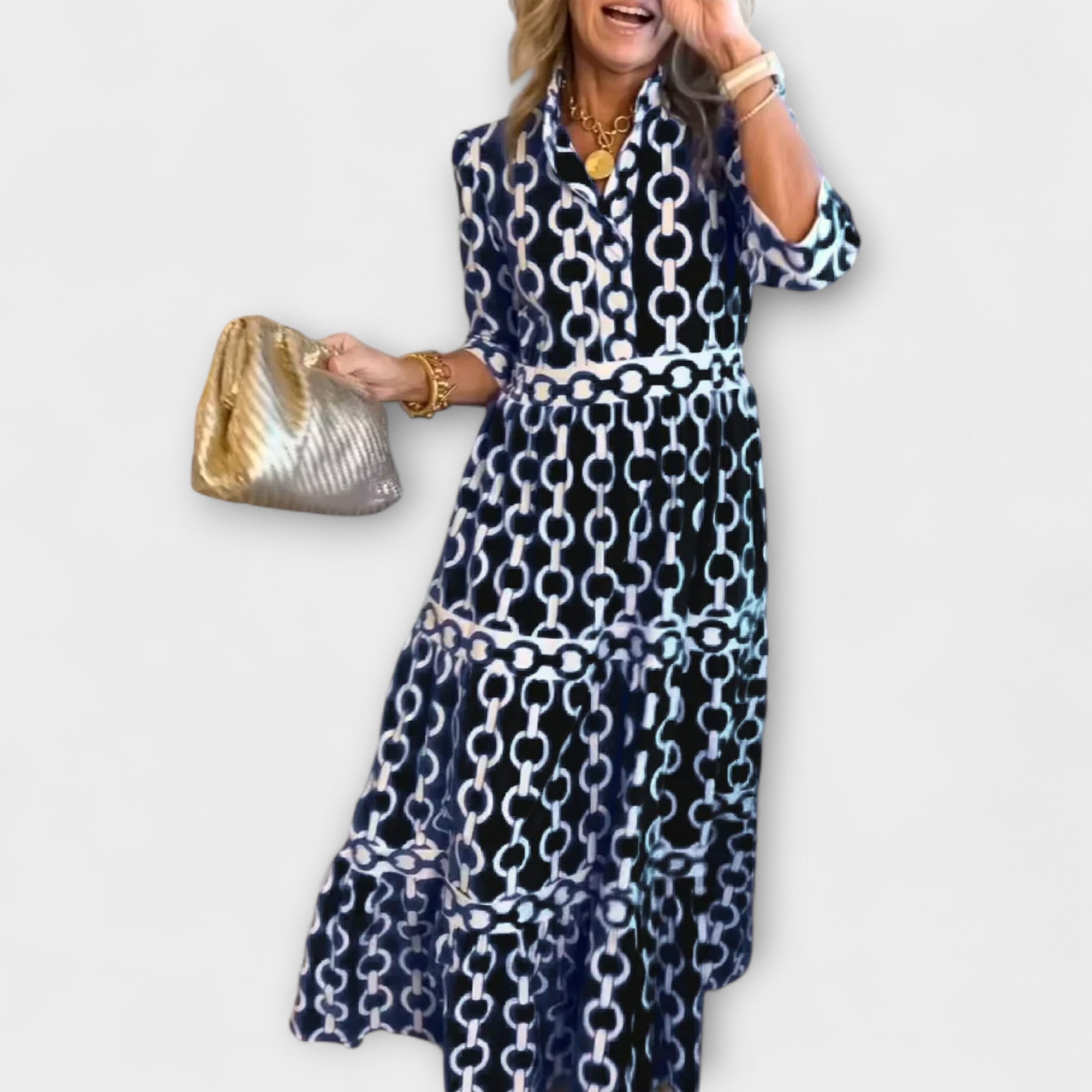 Women's Sleeveless Midi Dress Chain Pattern