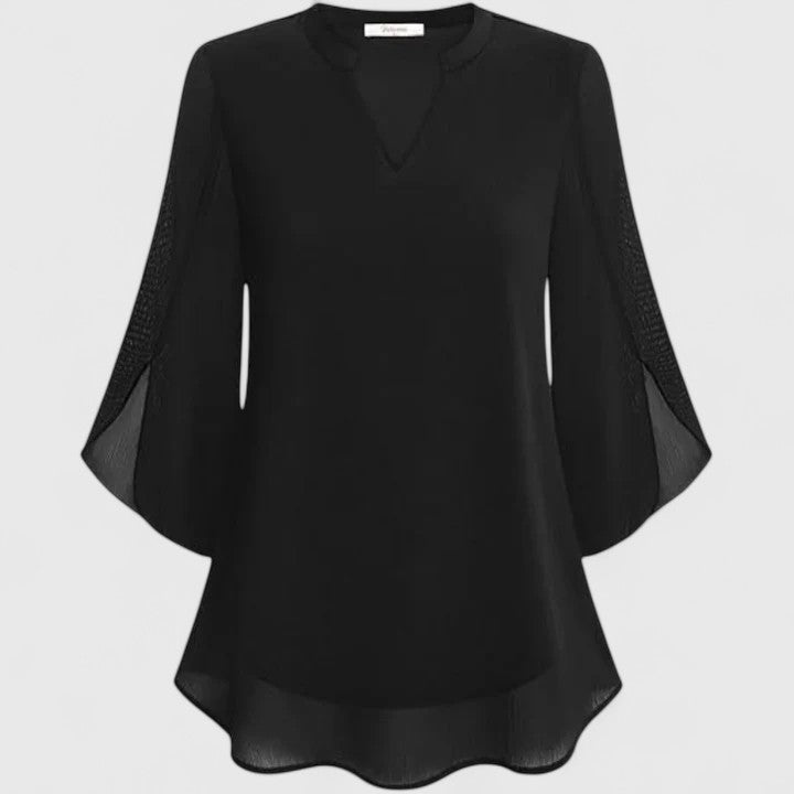 Women's V-Neck Blouse with Flutter Sleeves