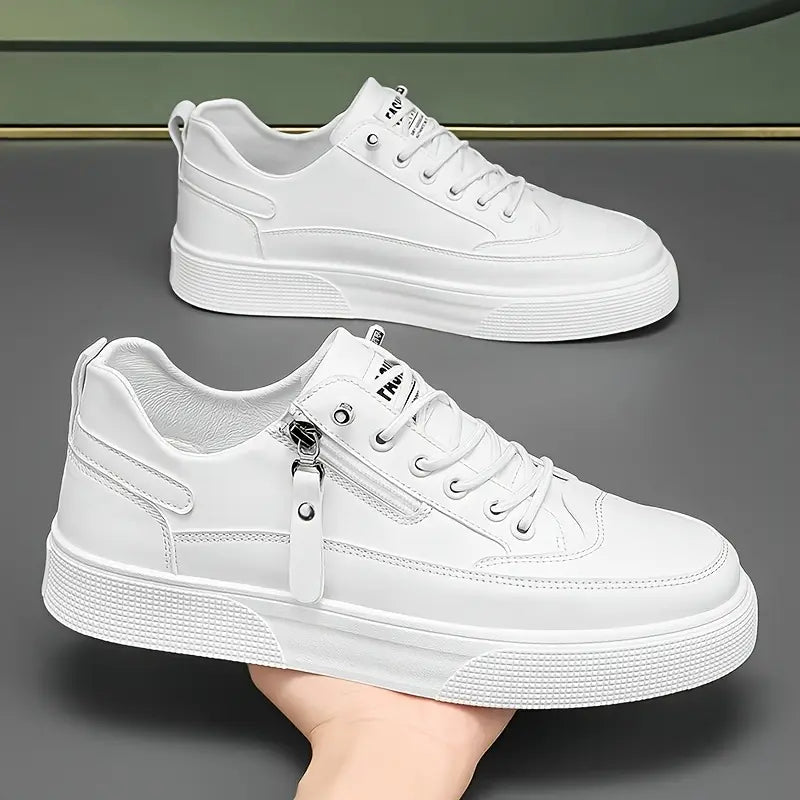 Stylish Leather Men’s Trainers with Side Zip