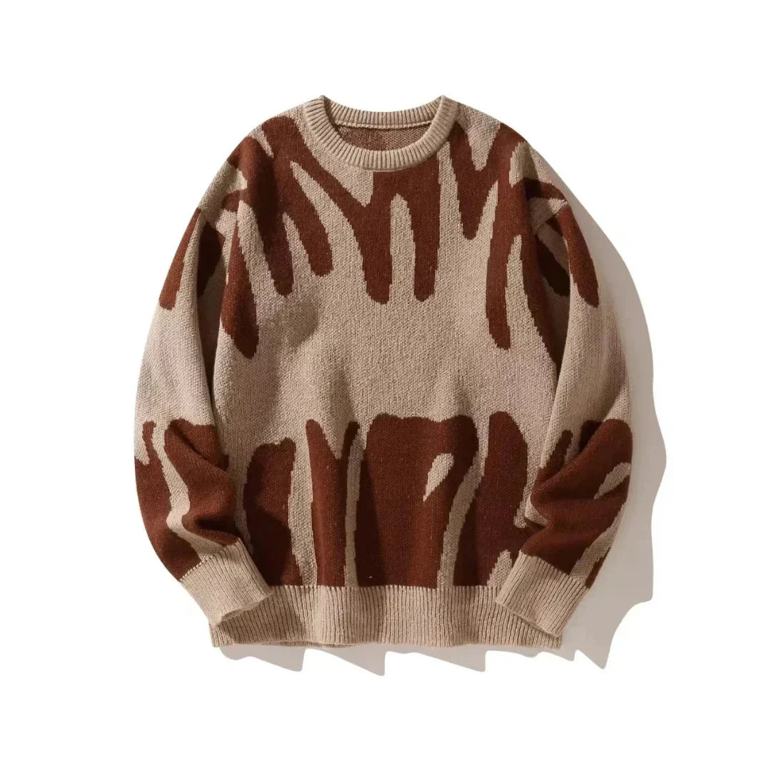 Women's Abstract Pattern Crew Neck Knit Sweater