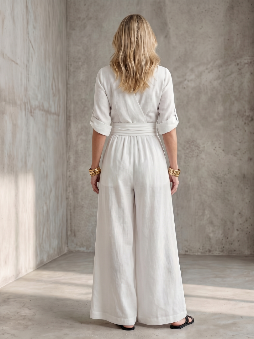 Women's Cross Front Wide Leg Jumpsuit