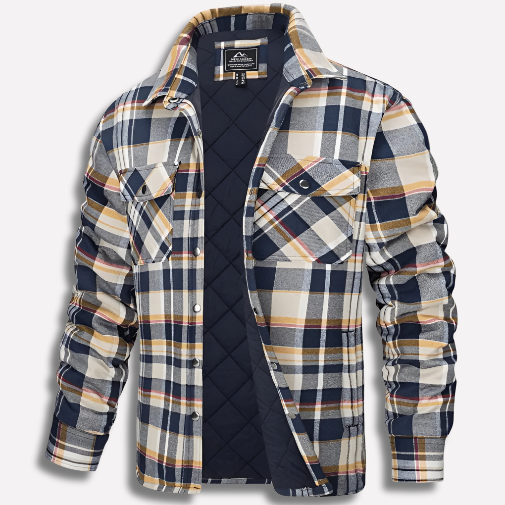 Men's Quilted Plaid Shirt with Button Front