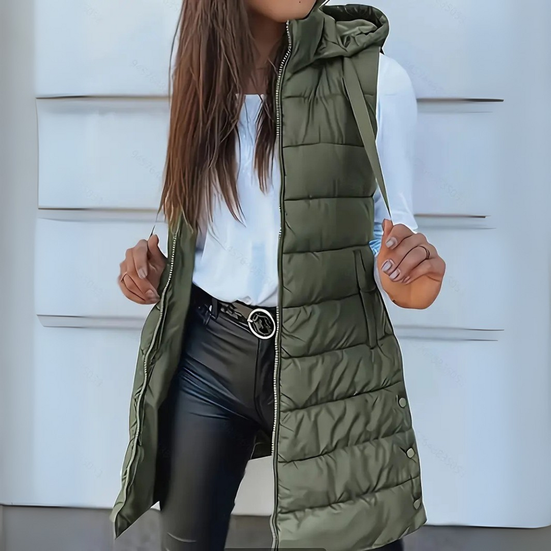 Women's Sleeveless Puffer Vest with Hood