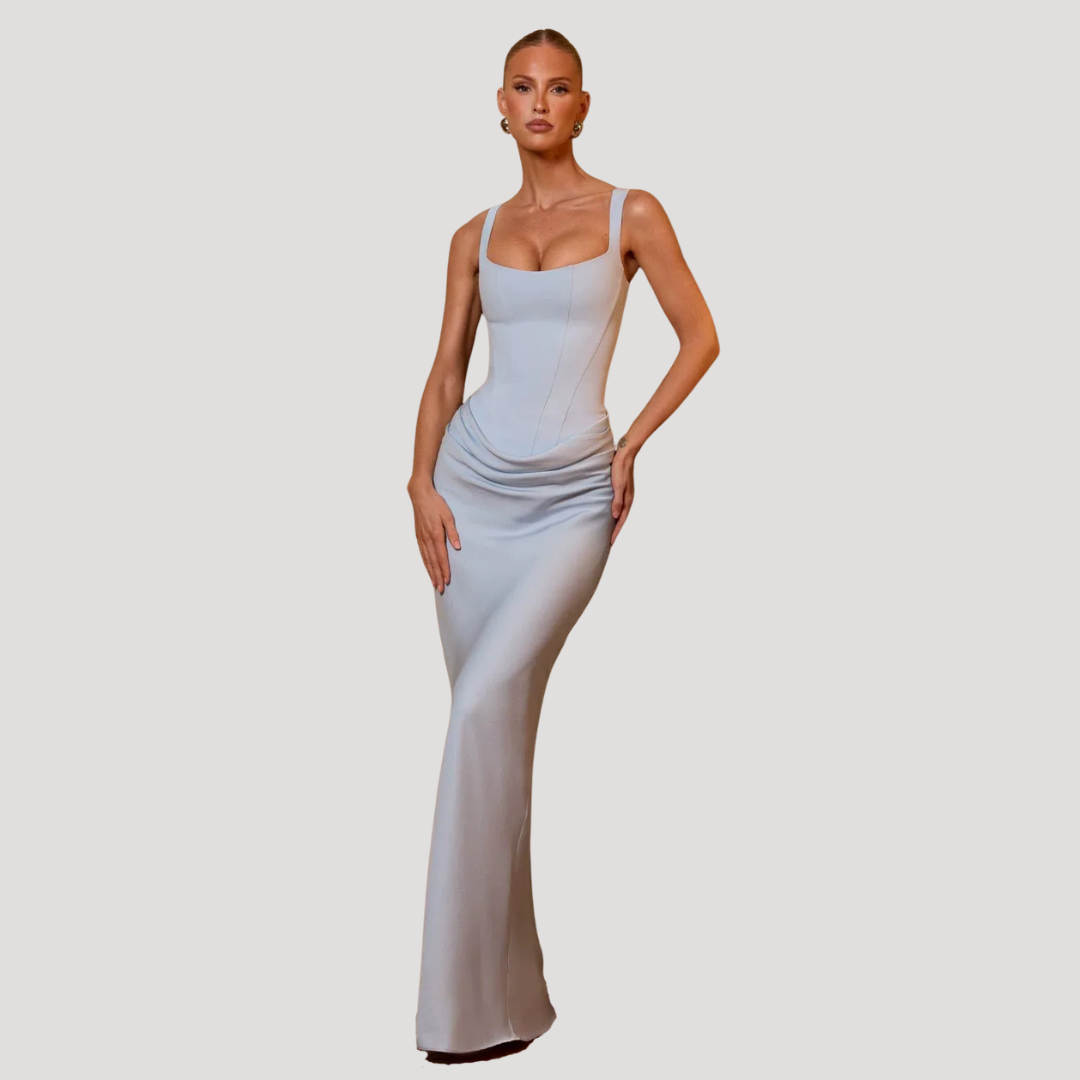 Women's Elegant Square Neck Mermaid Maxi Dress