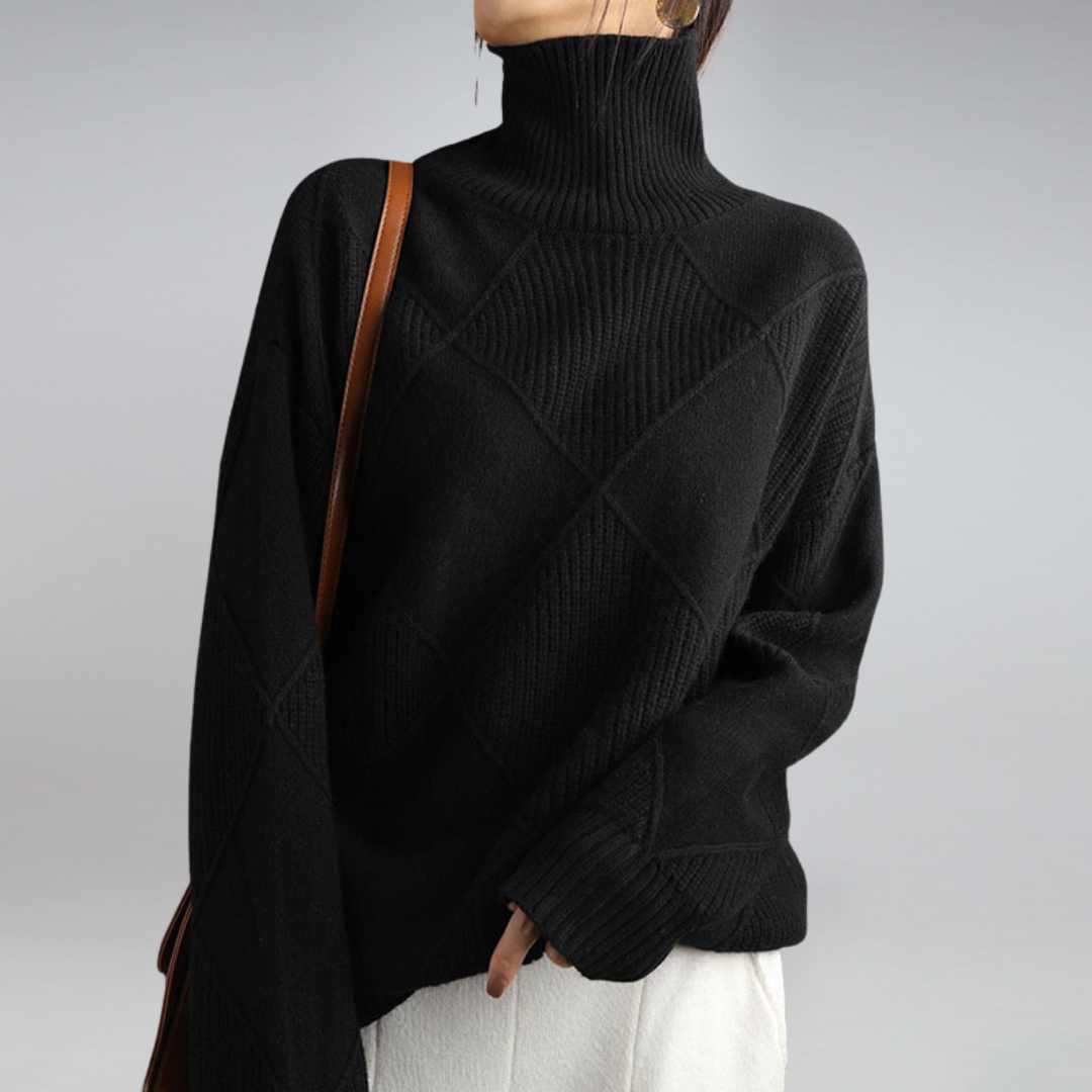 Women’s High Neck Diamond Knit Sweater