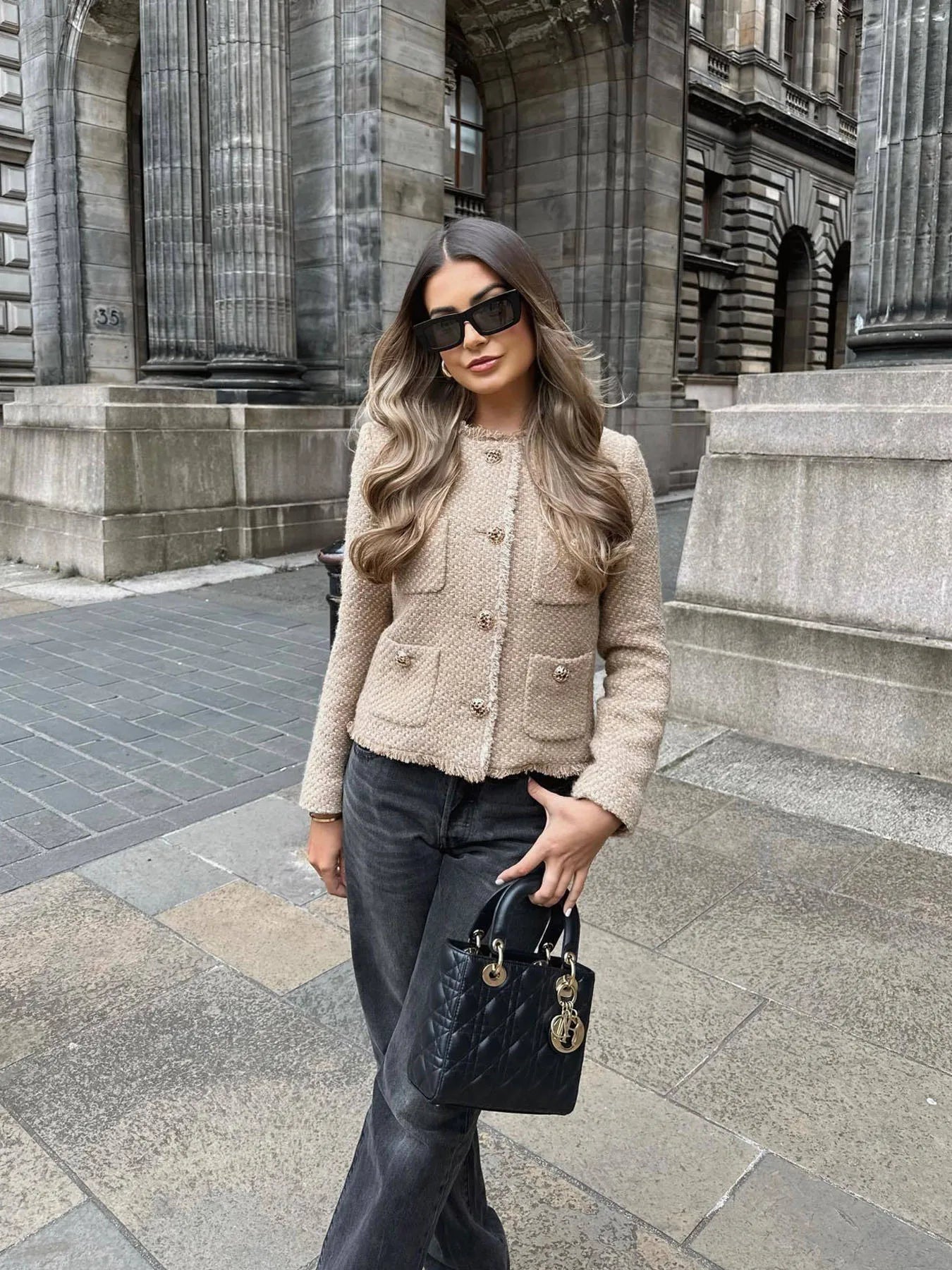 Women's Button Front Long Sleeve Knit Blazer