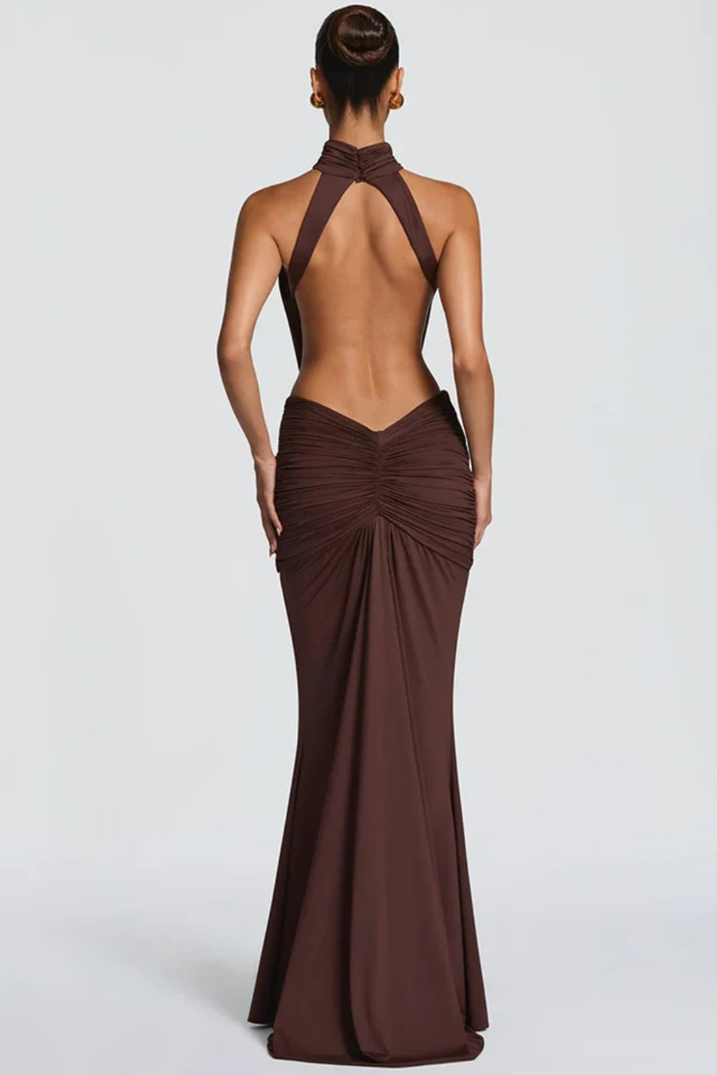 Women’s Elegant Open Back Halter Maxi Dress