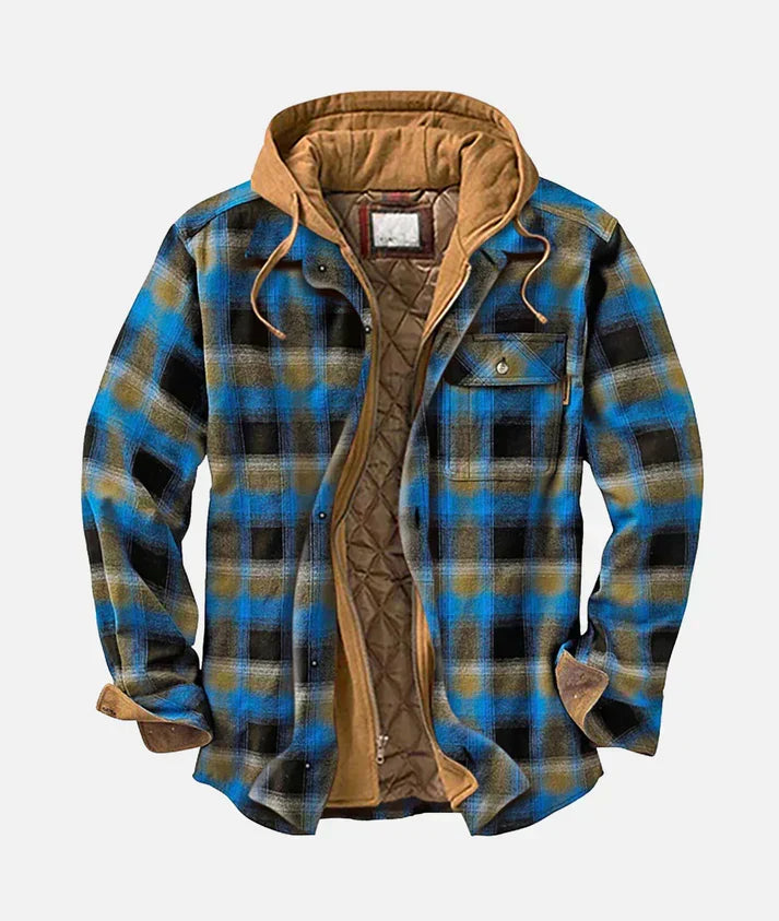Men's Hooded Plaid Shirt Jacket