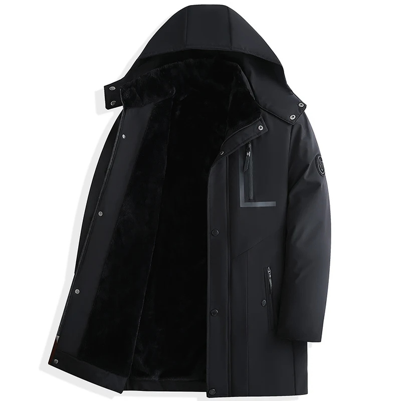 Warm Winter Parka for Men with Removable Hood and Practical Zippers