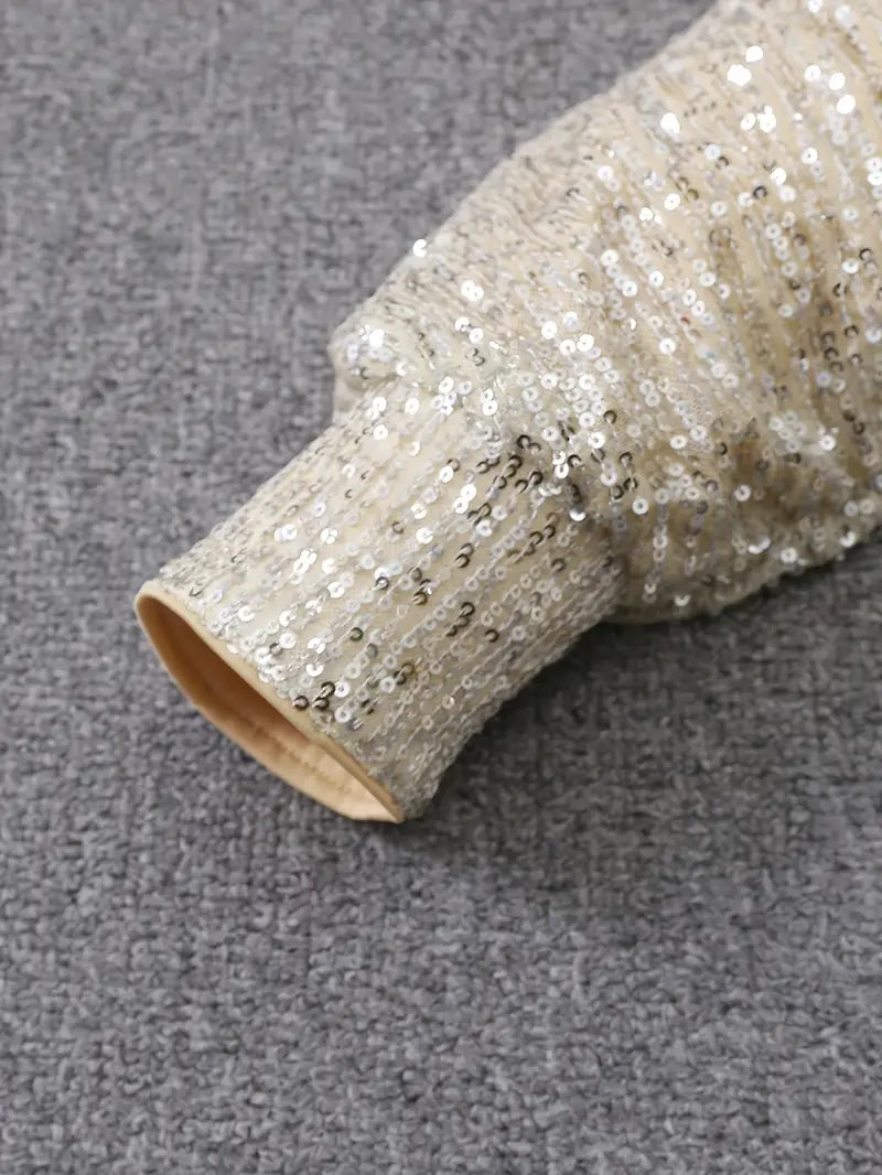Women’s Sequin Mini Dress with Off-Shoulder Neckline