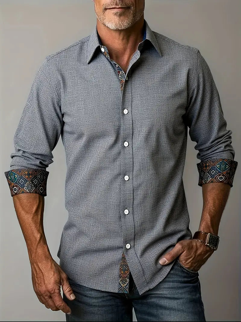 Men's Tailored Button-Up Shirt with Contrast Details