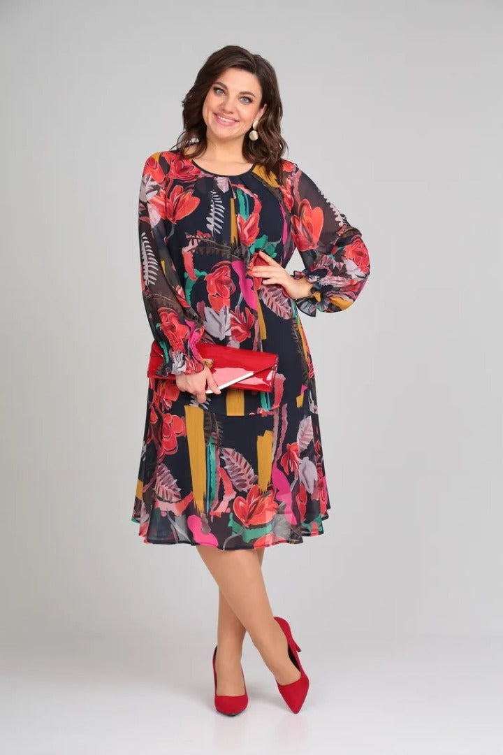 Women's Floral Midi Dress Modern