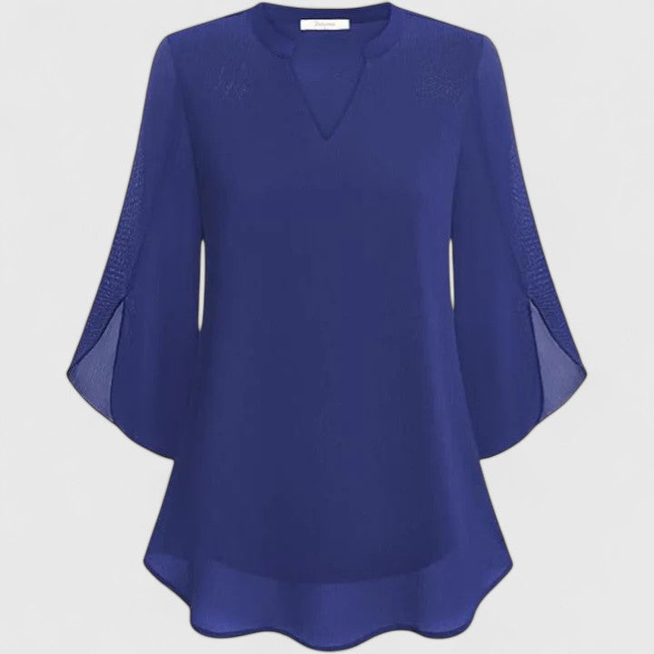 Women's V-Neck Blouse with Flutter Sleeves