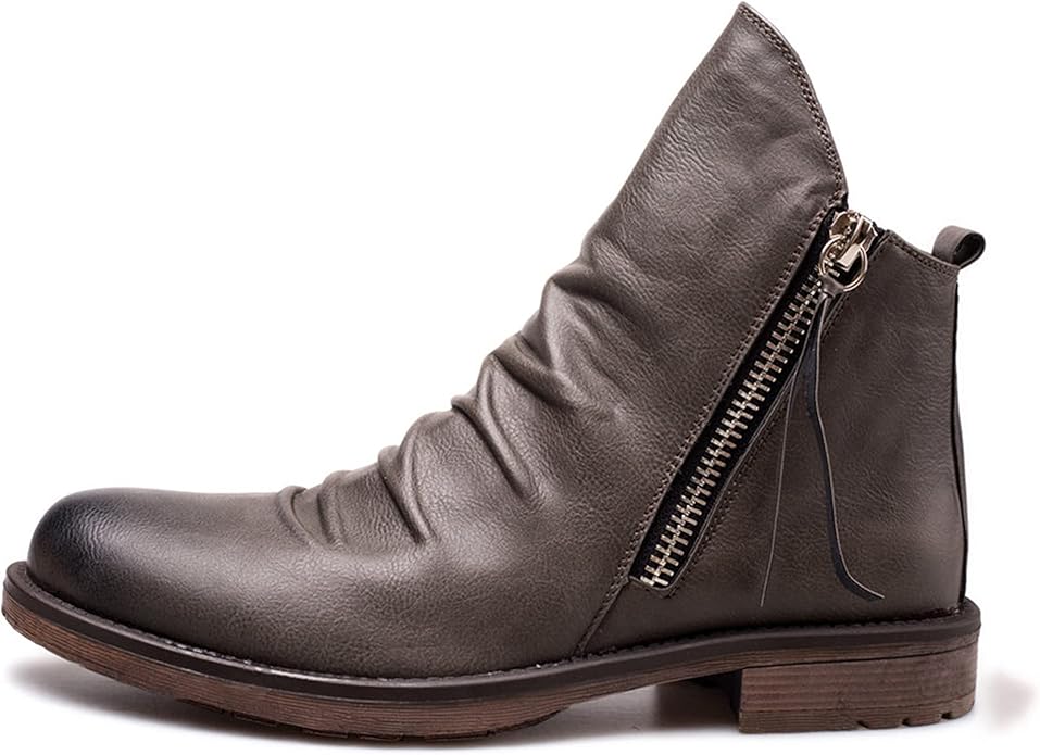 Stylish Ankle Boots with Zipper and Comfortable Low Heel
