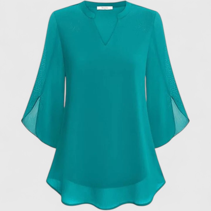 Women's V-Neck Blouse with Flutter Sleeves
