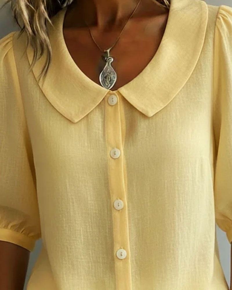 Women's Blouse Peter Pan Collar 3/4 Sleeve