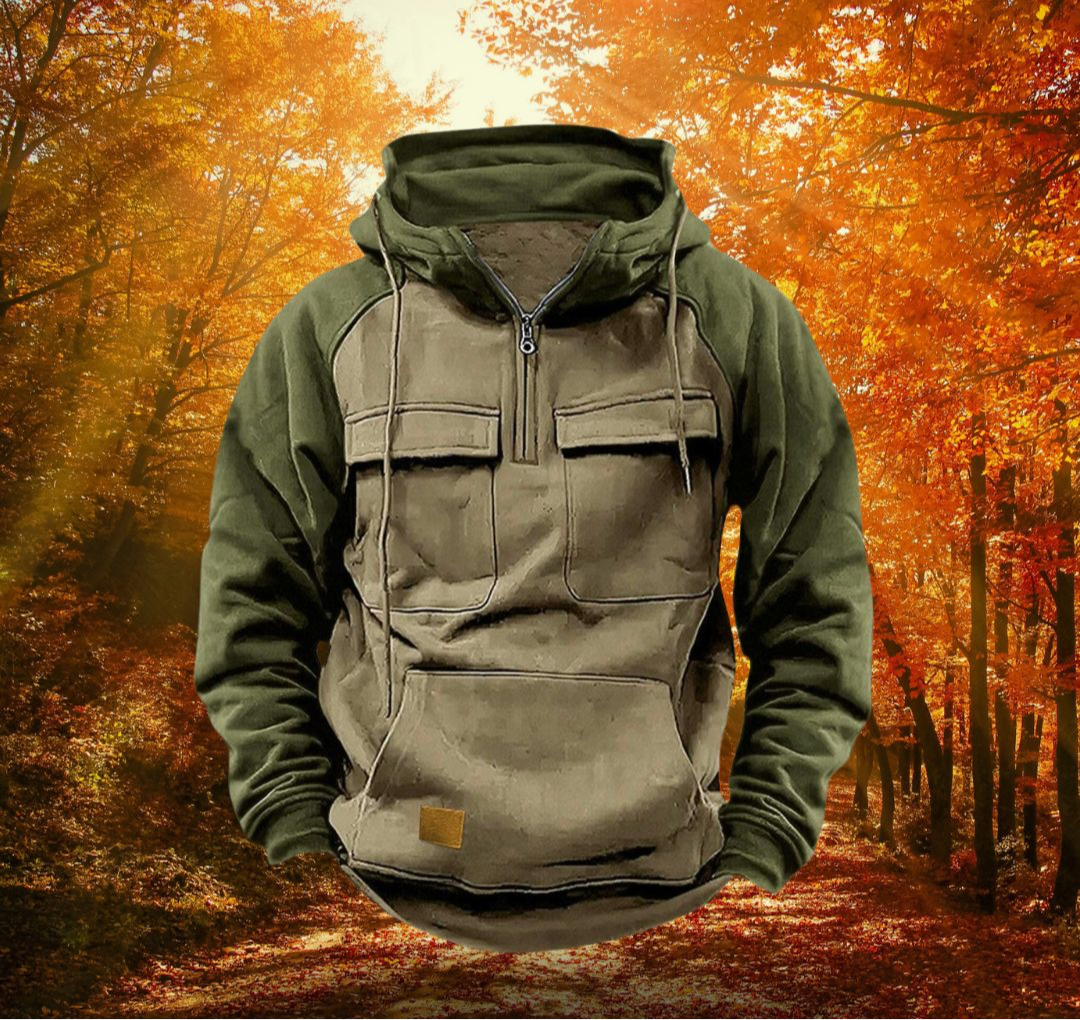 Men's Utility Hooded Pullover Hoodie with Flap Pocket