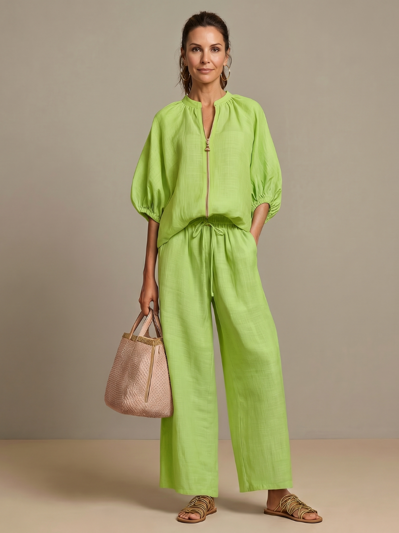 Women's Relaxed Zip-Up Two-Piece Set