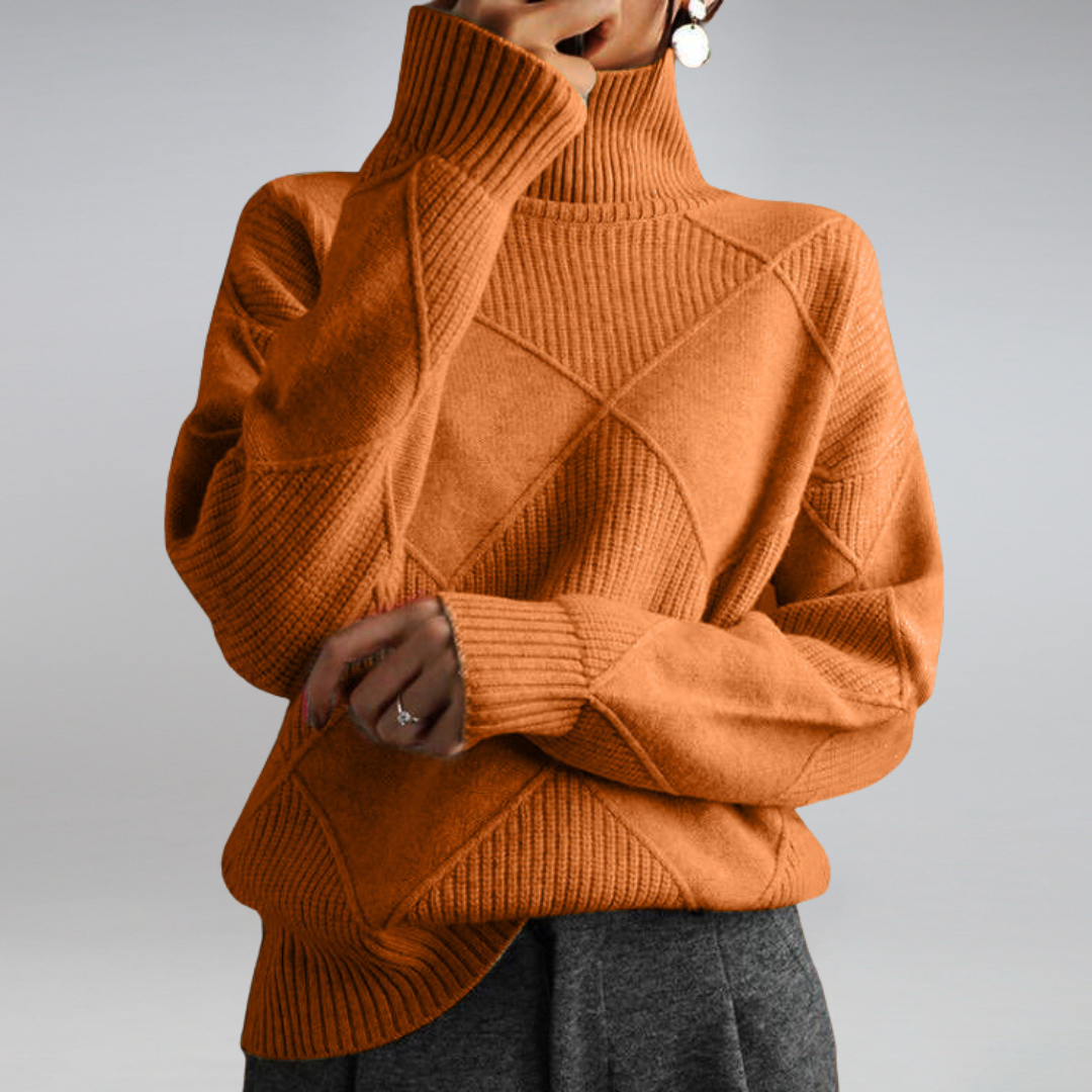 Women’s High Neck Diamond Knit Sweater