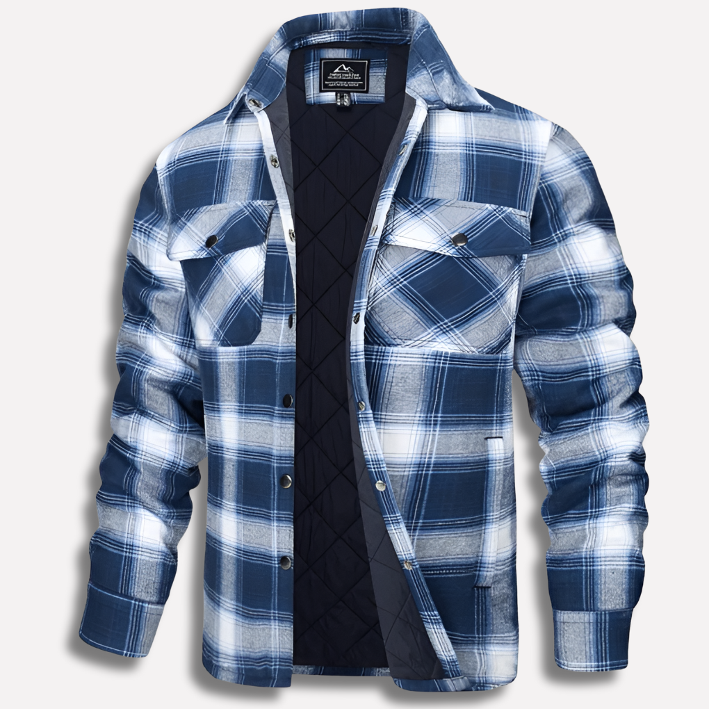 Men's Quilted Plaid Shirt with Button Front
