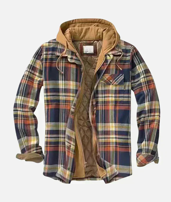Men's Hooded Plaid Shirt Jacket
