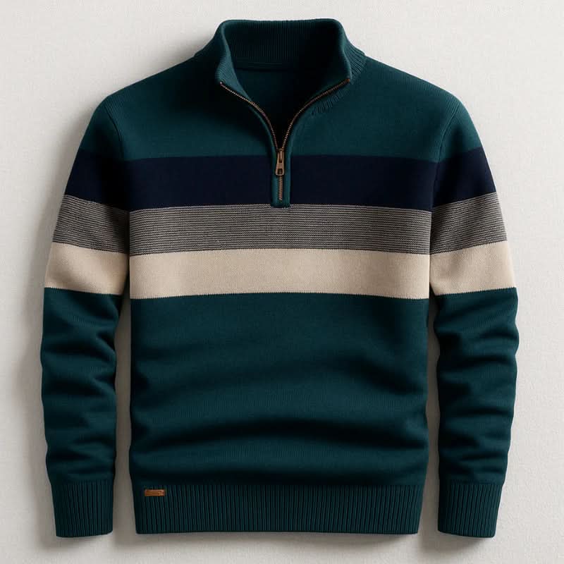 Men's Classic Striped Quarter-Zip Sweater