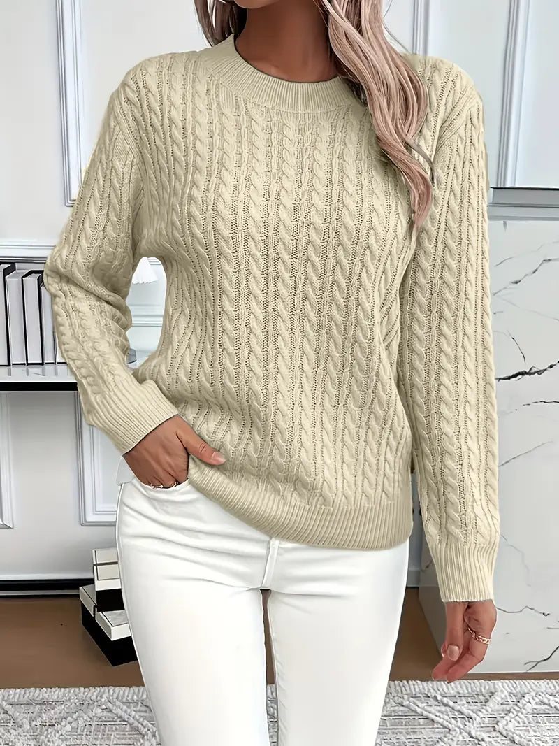 Women's Cable Knit Sweater Relaxed Fit