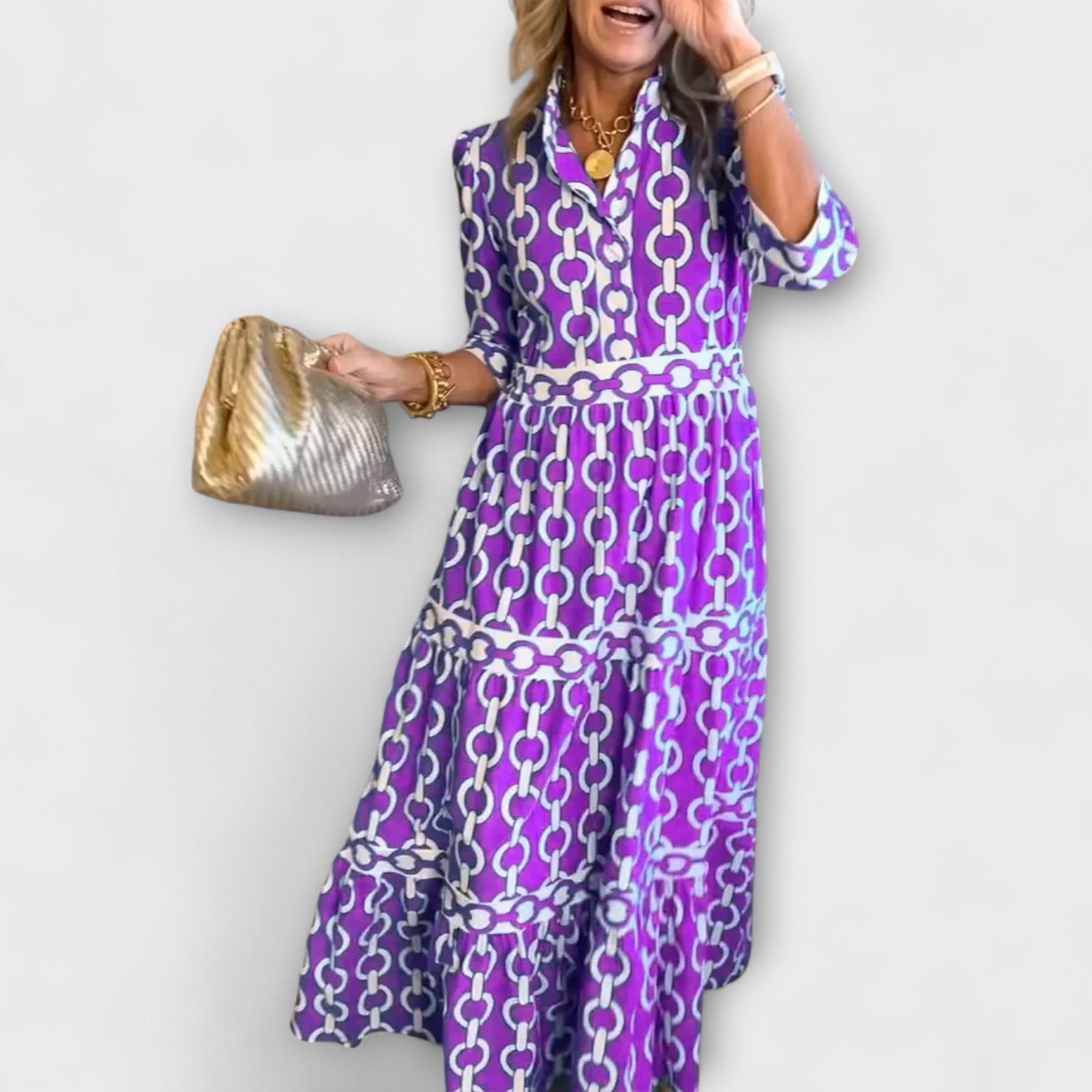 Women's Sleeveless Midi Dress Chain Pattern