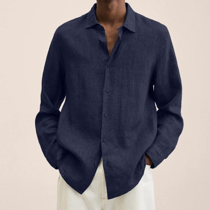 Men's Long-Sleeve Slim-Fit Shirt with Classic Collar