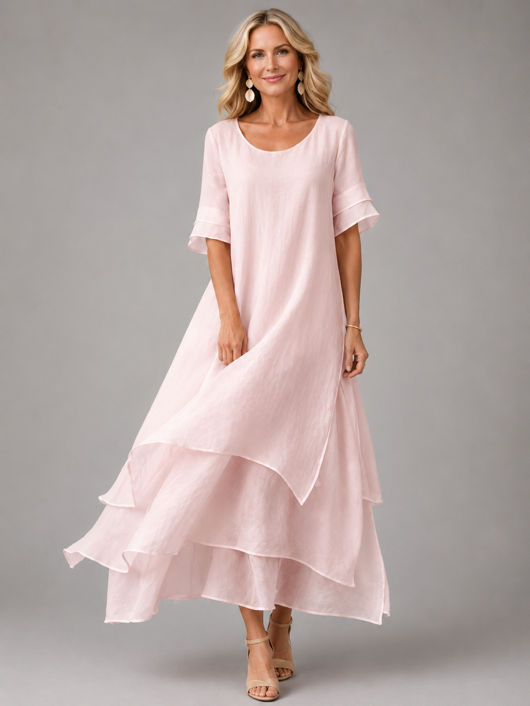 Women's Tiered Maxi Dress with Flowing Ruffle Layers