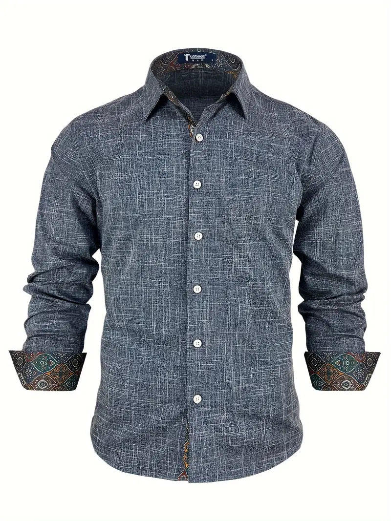 Men's Tailored Button-Up Shirt with Contrast Details