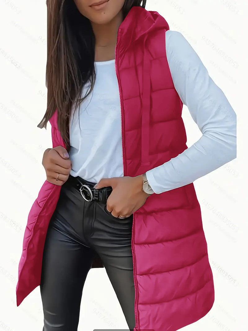 Women's Sleeveless Puffer Vest with Hood