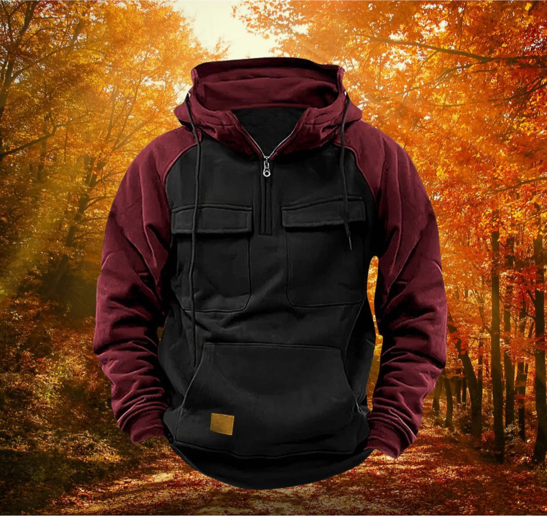 Men's Utility Hooded Pullover Hoodie with Flap Pocket