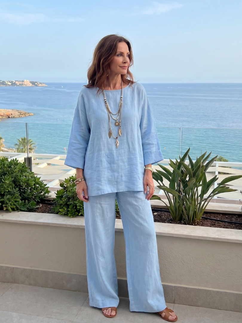 Women's Oversized Tunic Wide Leg Pant Set