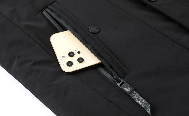 Warm Winter Parka for Men with Removable Hood and Practical Zippers