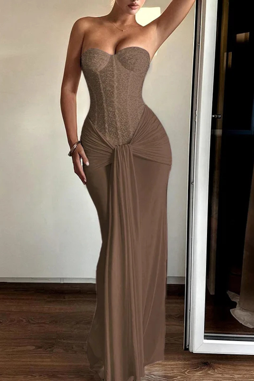 Women’s Strapless Corset Maxi Dress for Elegant Evening Glamour