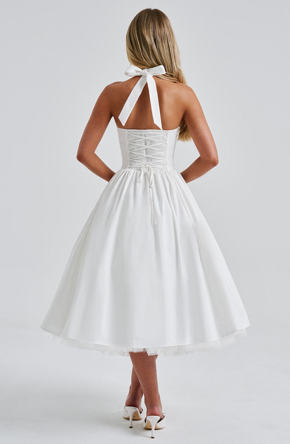Women’s Halter Neck Midi Dress for Weddings, Parties and Special Occasions